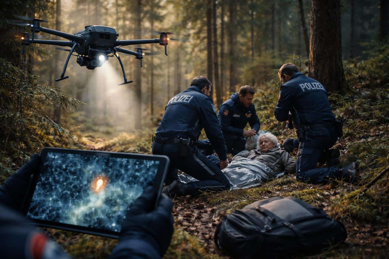 Pensionistin nach Sturz im Wald mit Polizeidrohne gefunden