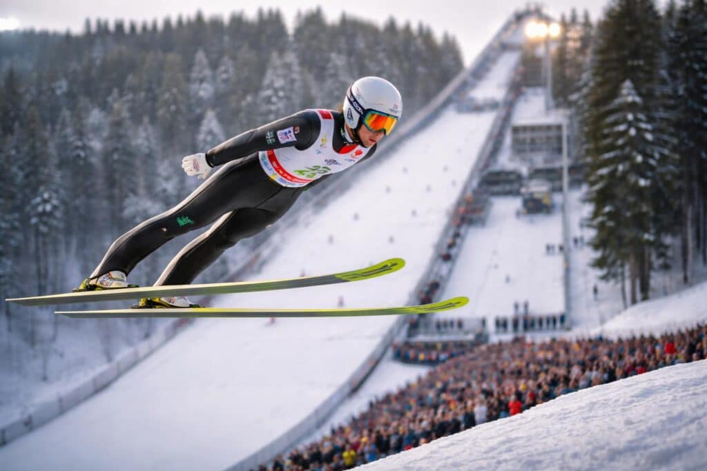 Tschofenig beim Springen in Lahti Zweiter