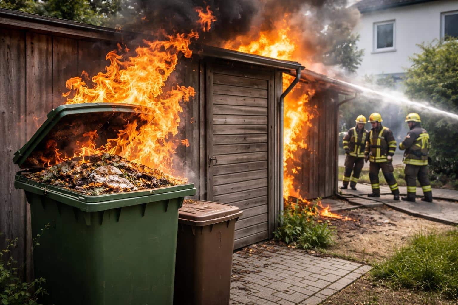 Brand in Biomülltonne breitete sich aus