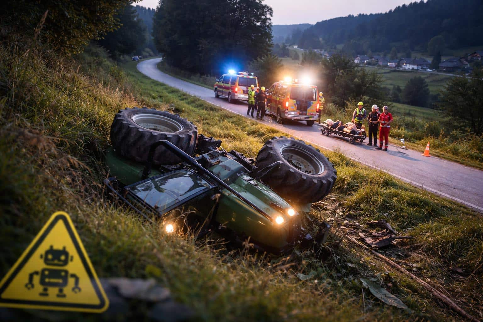 Mit Traktor über Böschung gestürzt