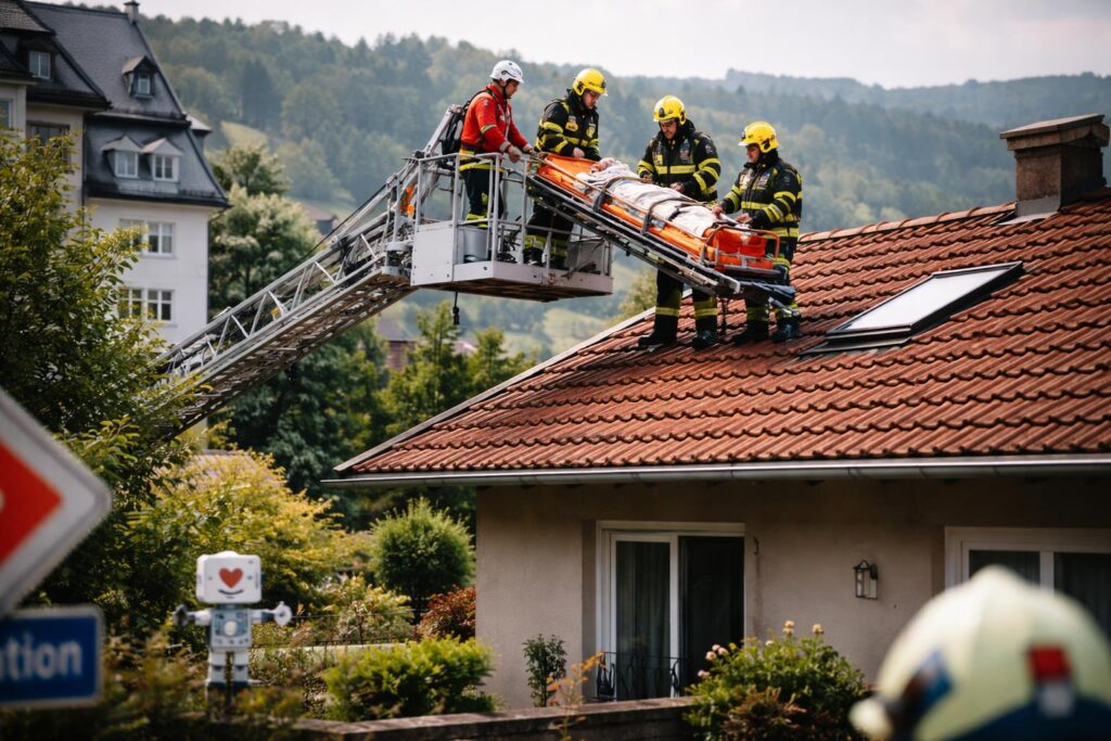 Notfall: Person von Hausdach geborgen