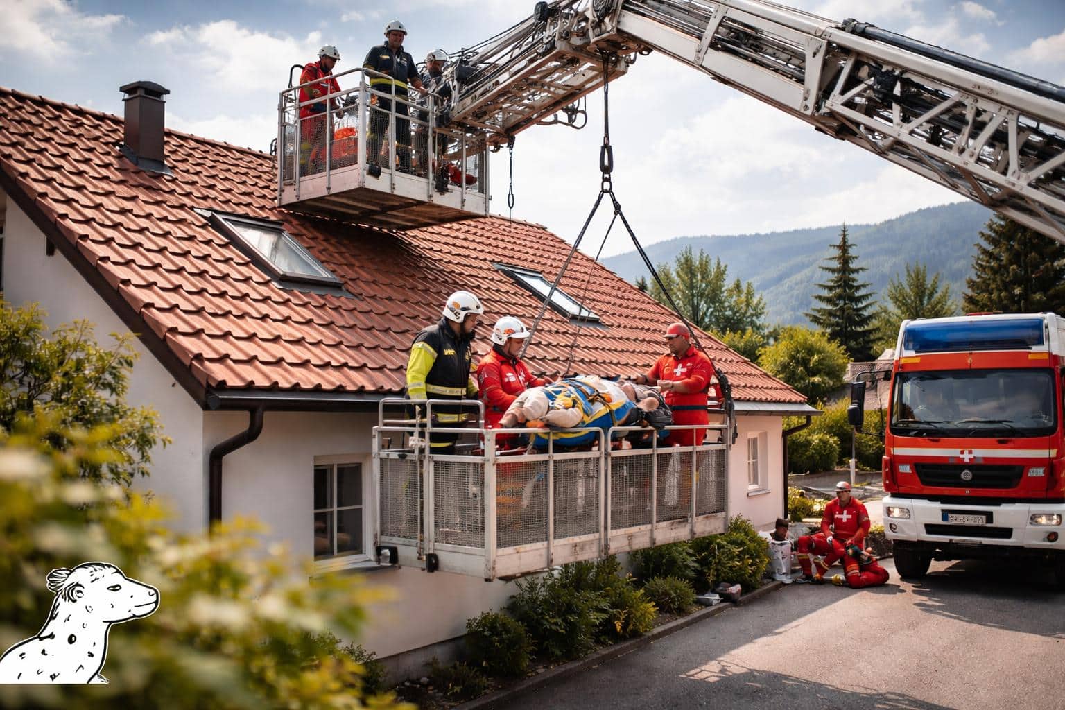 Mann nach Notfall vom Dach geholt
