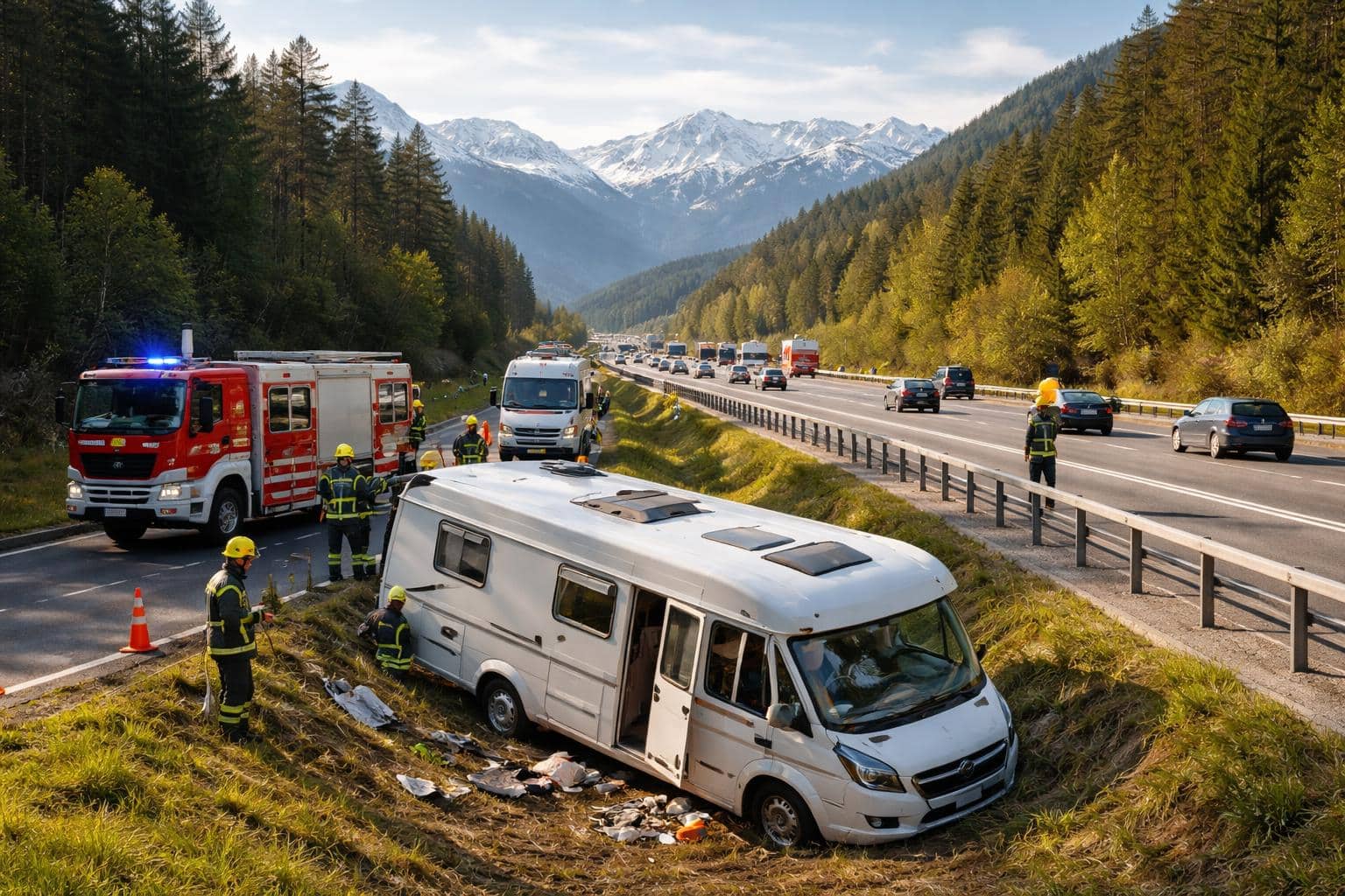 Unfall mit Wohnmobil auf der Tauernautobahn in Kärnten