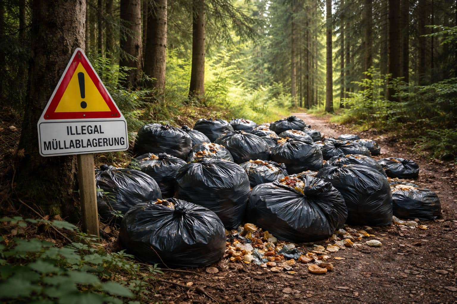 Erneut wurden in Arriach Müllsäcke mit Speiseresten im Wald entsorgt