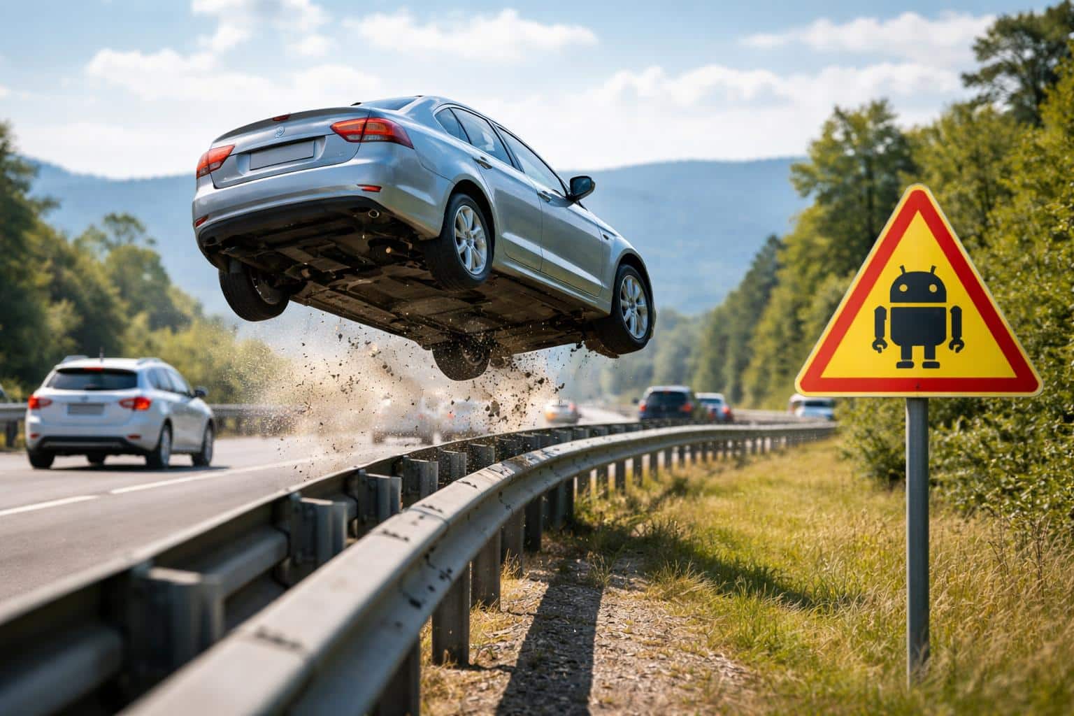 46-Jähriger musste ausweichen und geriet auf Leitplanke: Auto hob ab