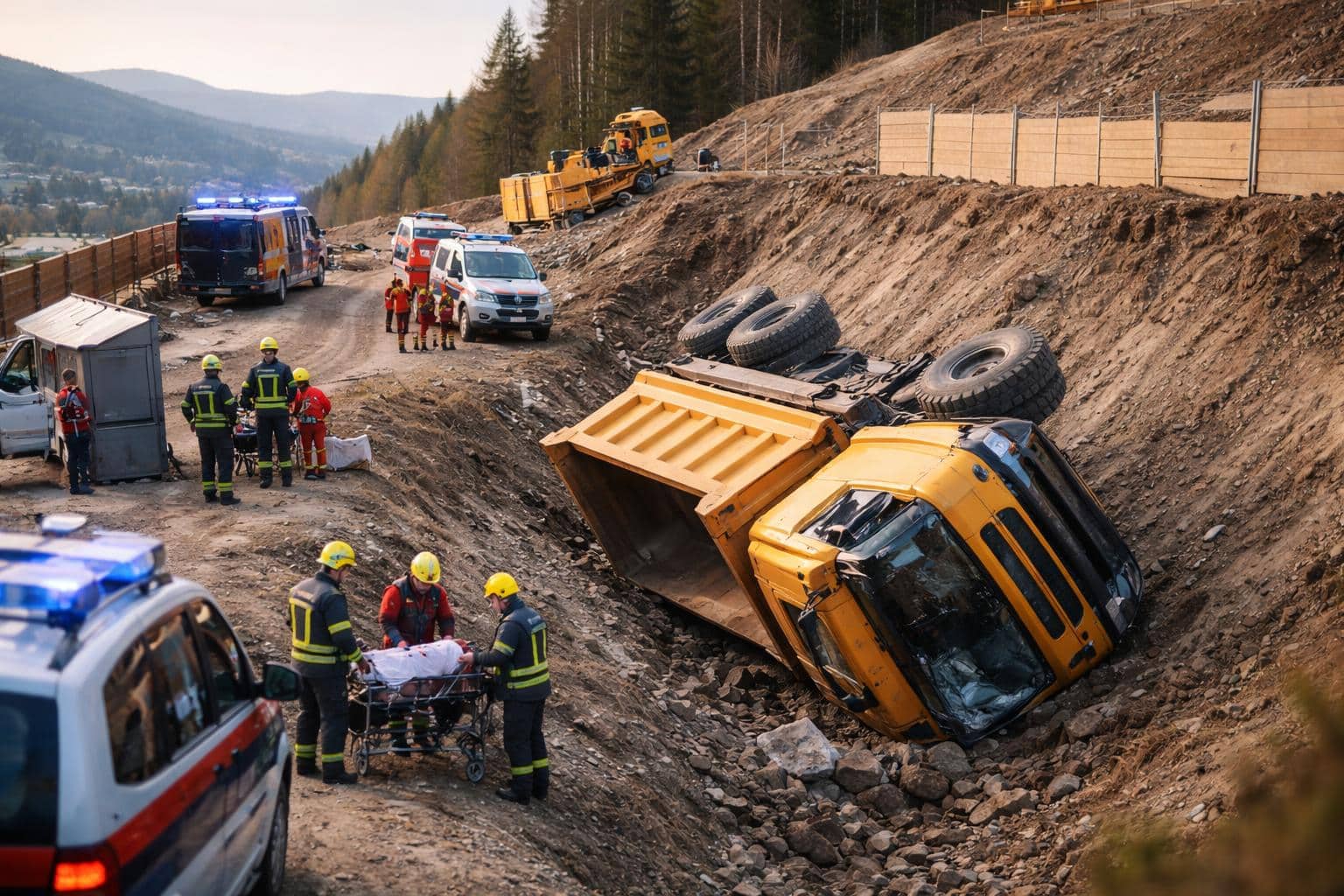 Lkw bei Baustelle abgestürzt