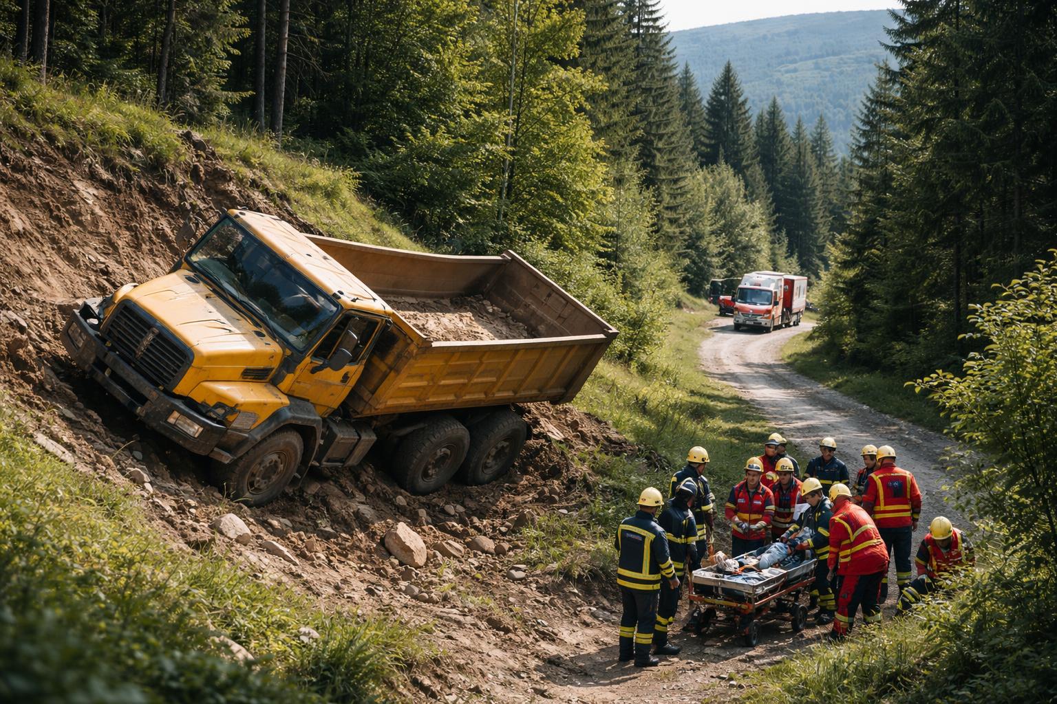 Mit Muldenkipper über Böschung gestürzt