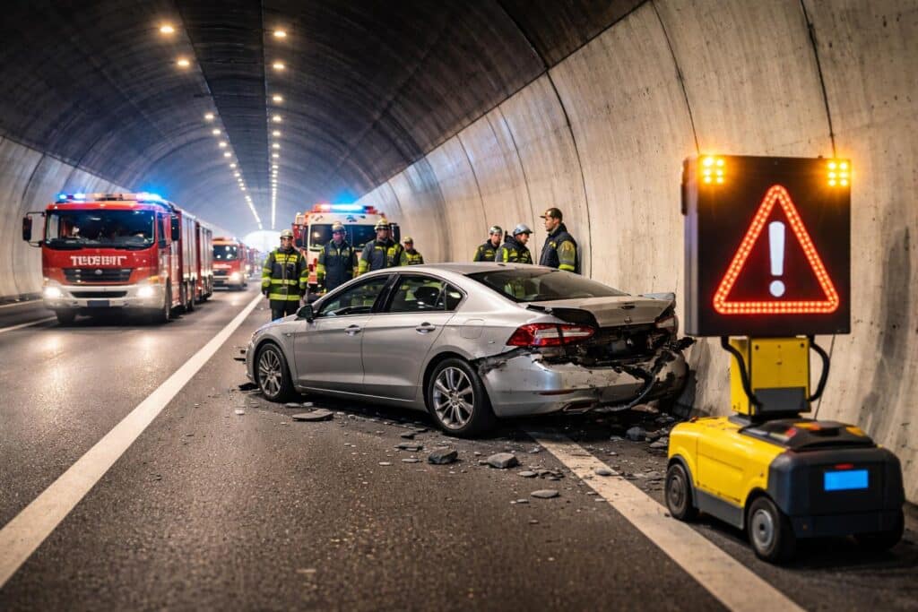 Auto in Tunnelwand gekracht