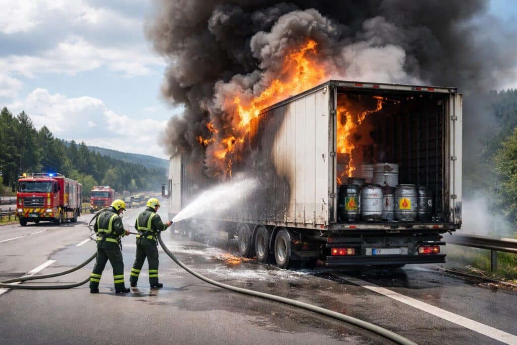 Brand eines Sattelanhänger