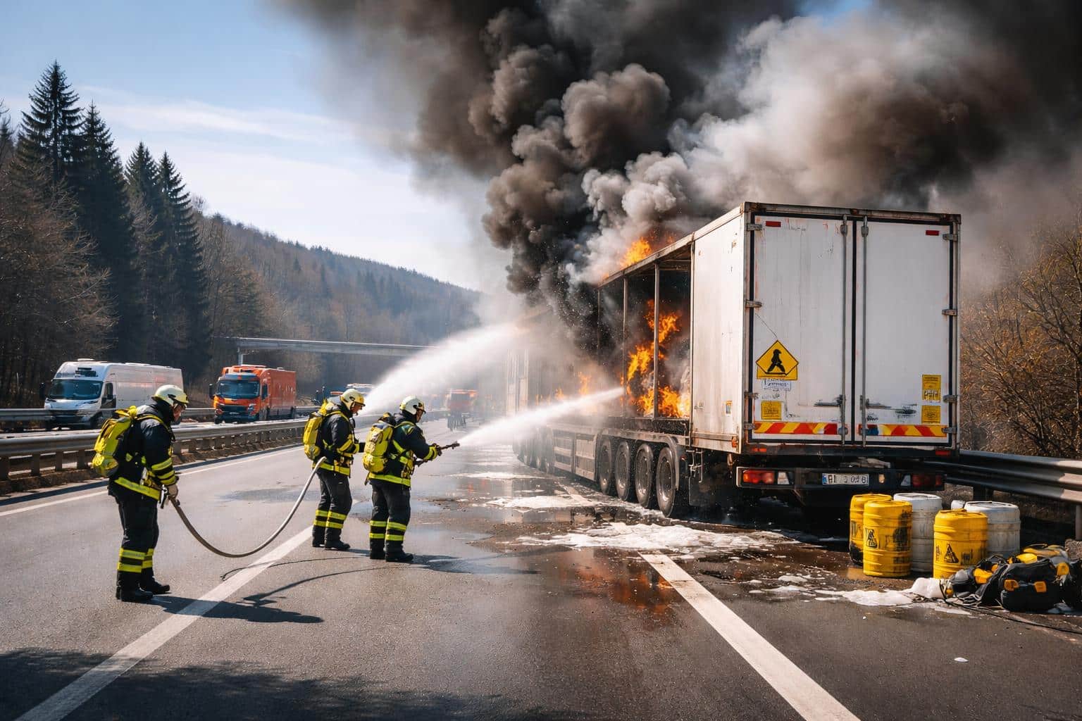 Feuer an Sattelanhänger: Gefahrgut-Lkw löst Einsatz auf der A2 aus