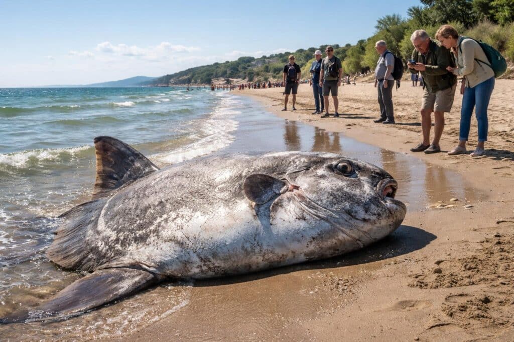 Spaziergänger entdecken seltsamen Riesenfisch an Adria-Strand