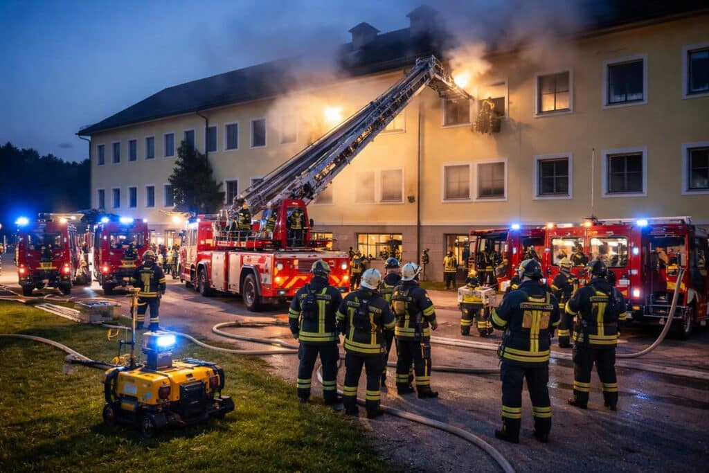 Brandübung mit Großaufgebot an der LFS Goldbrunnhof