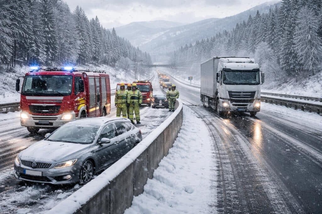 Schnee sorgt für Einsätze auf A2