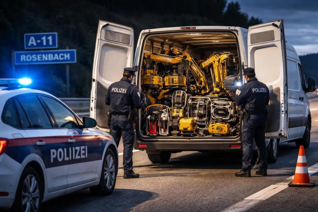 Gestohlene Baumaschinen bei Kontrolle entdeckt