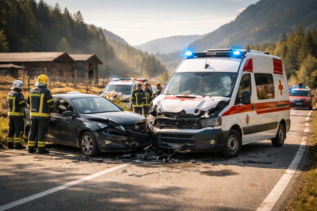 Vier Verletzte bei Unfall mit Rettungswagen