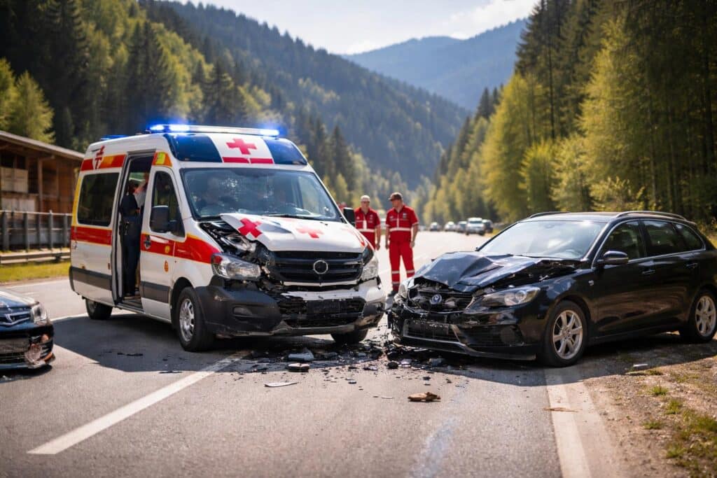 Rettungswagen und Pkw kollidierten
