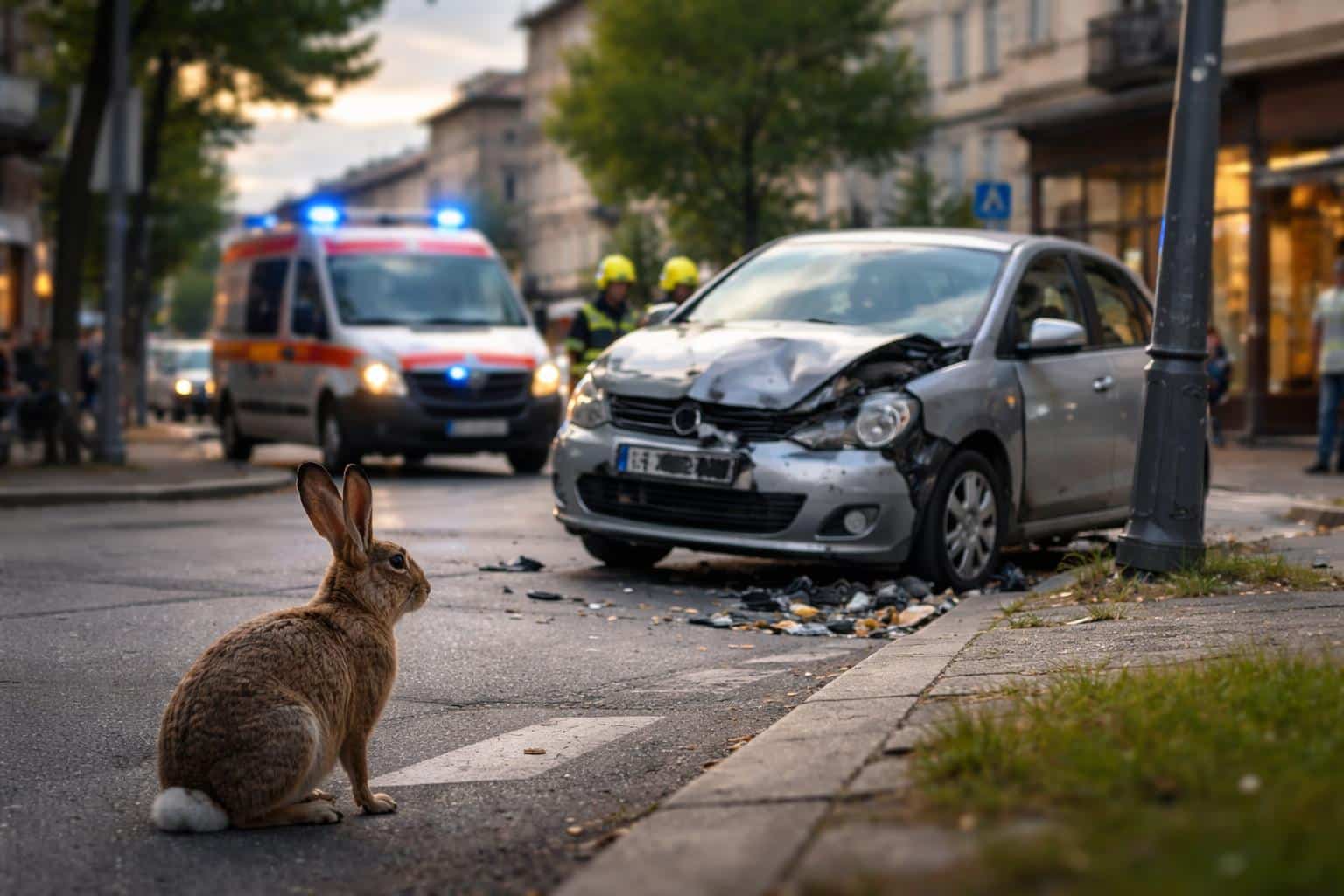 Lenkrad verrissen: Hase sorgte für Unfall in der Stadt