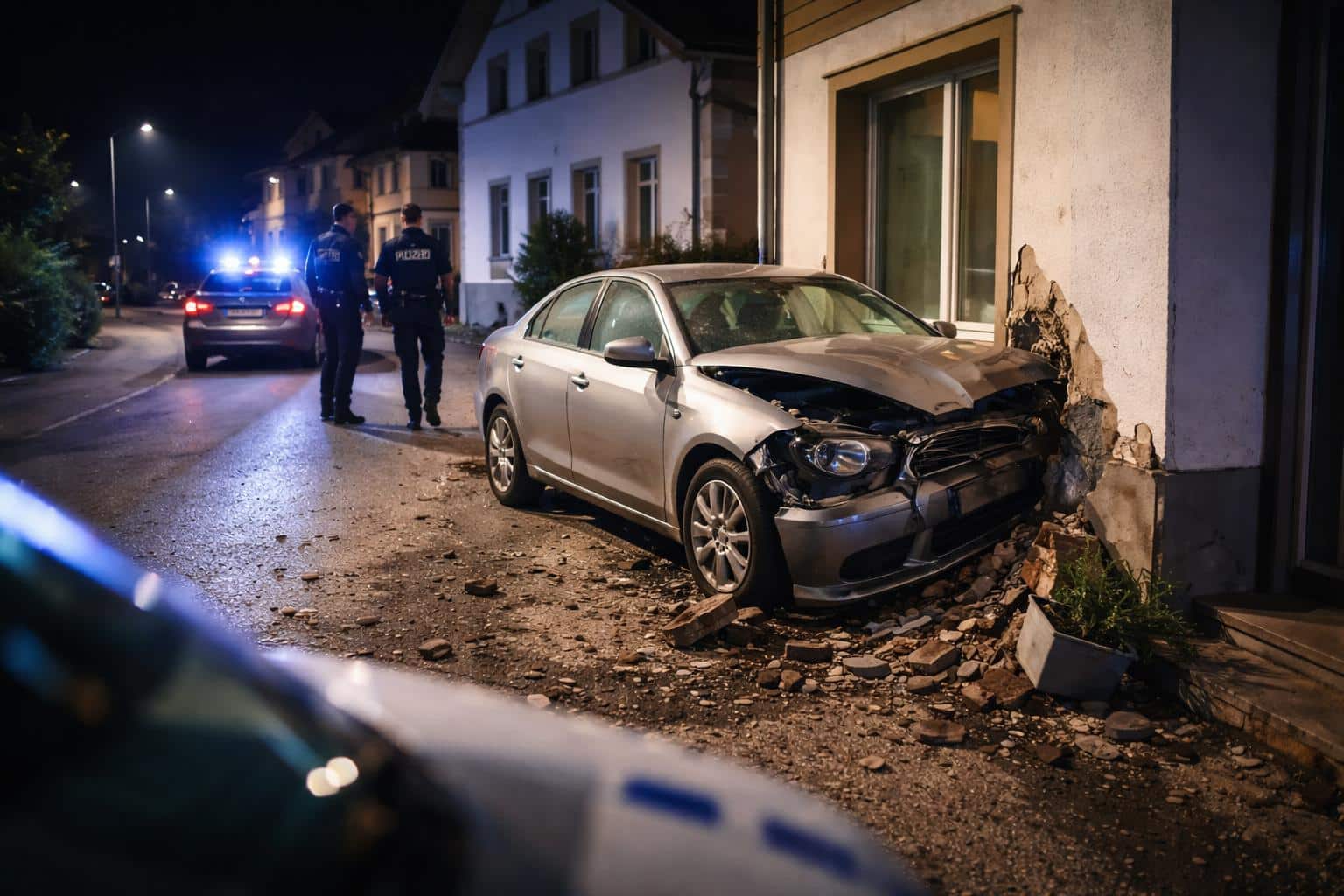 Er wollte heim: Alkolenker prallte gegen Hauswand und flüchtete