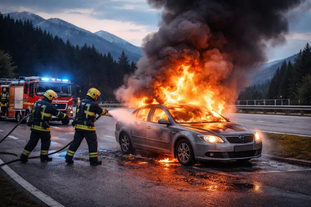 Fahrzeugbrand auf der Karawankenautobahn Bezirk Villach Land