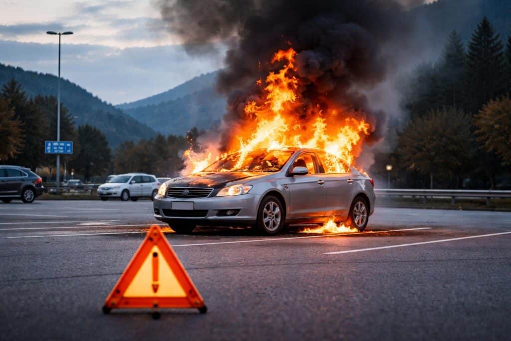 Technischer Defekt: Pkw in Vollbrand