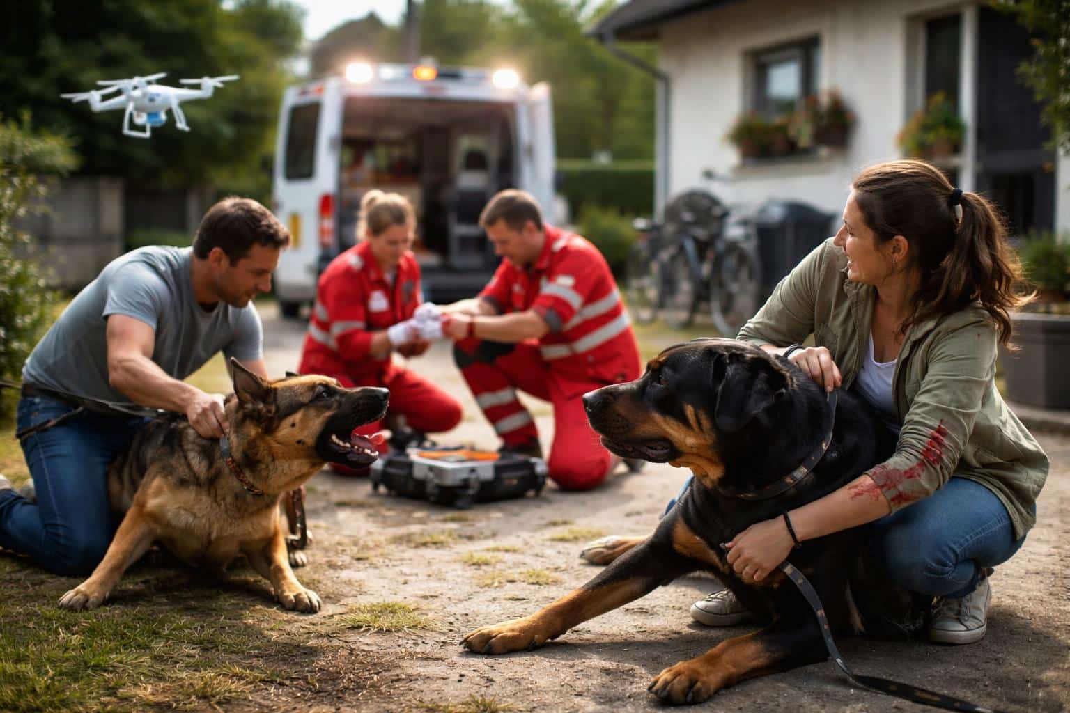 Vorfall im Hof : Zwei Hundebesitzer mit Bisswunden im Krankenhaus