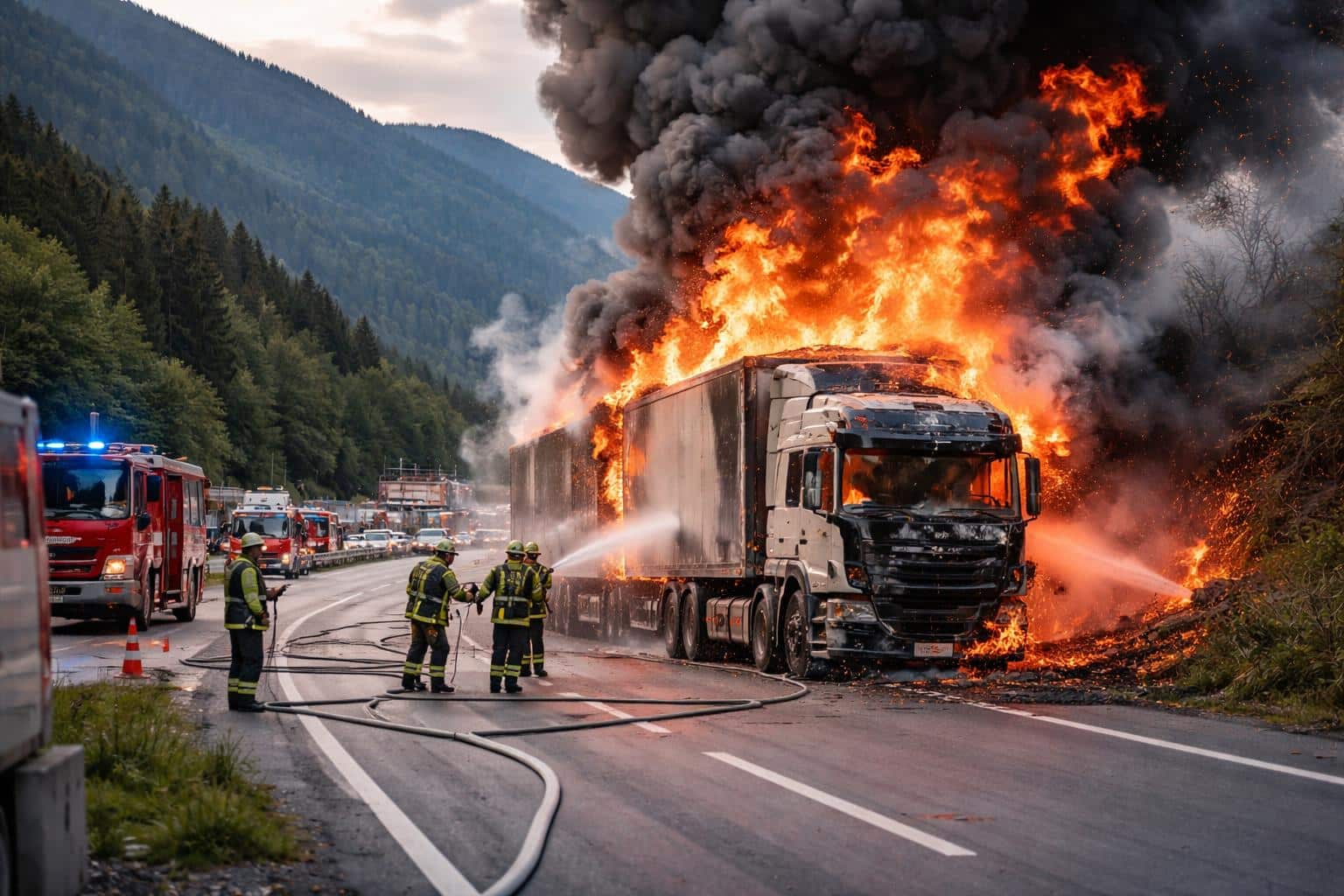 Lkw-Brand auf der A10 bei Gmünd: Autobahn in beide Richtungen gesperrt