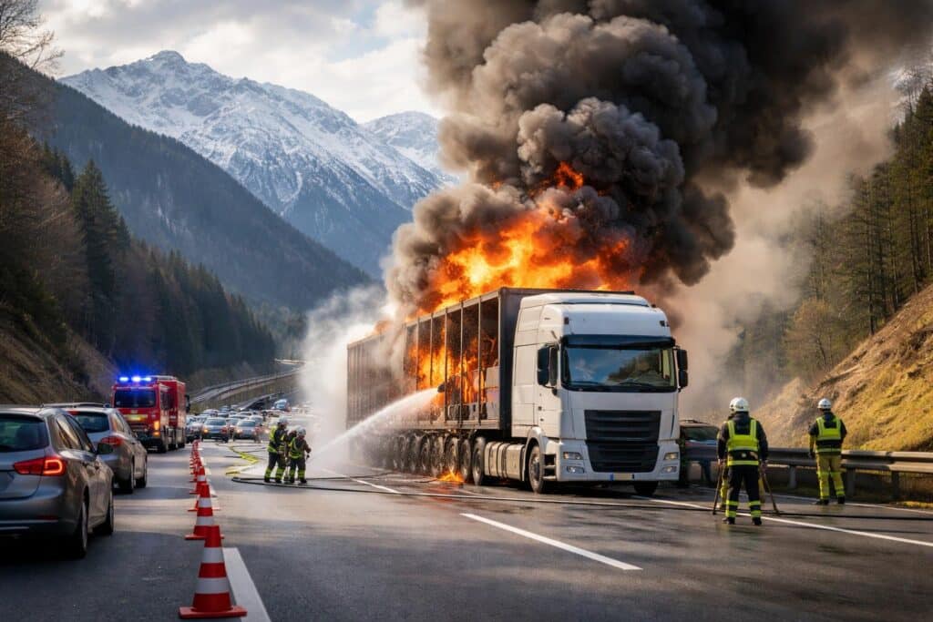 Verkehr behindert: Lkw brennt auf der Tauernautobahn in Oberkärnten