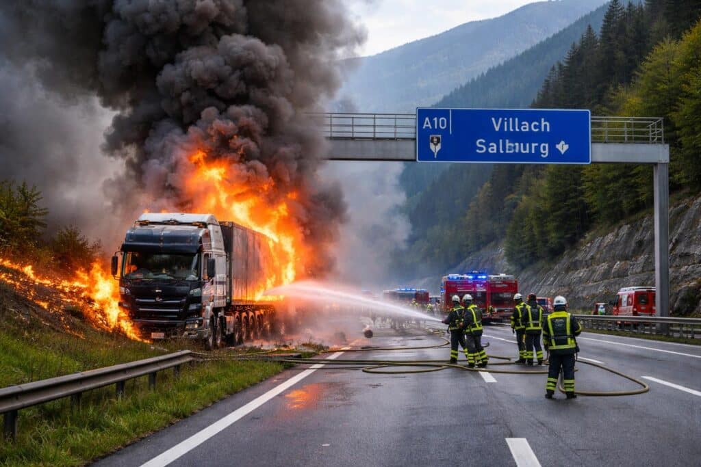 LKW-Brand auf der A10 in Trebesing