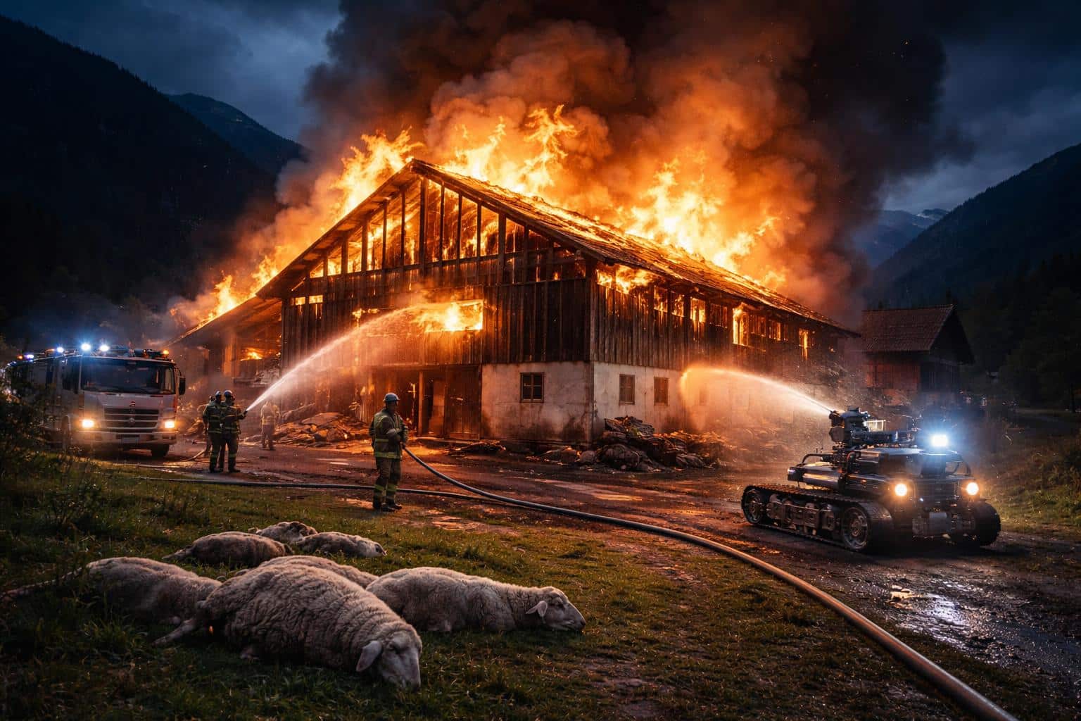 Stall in Flammen: Dutzende Schafe bei Großbrand in Kärnten verendet
