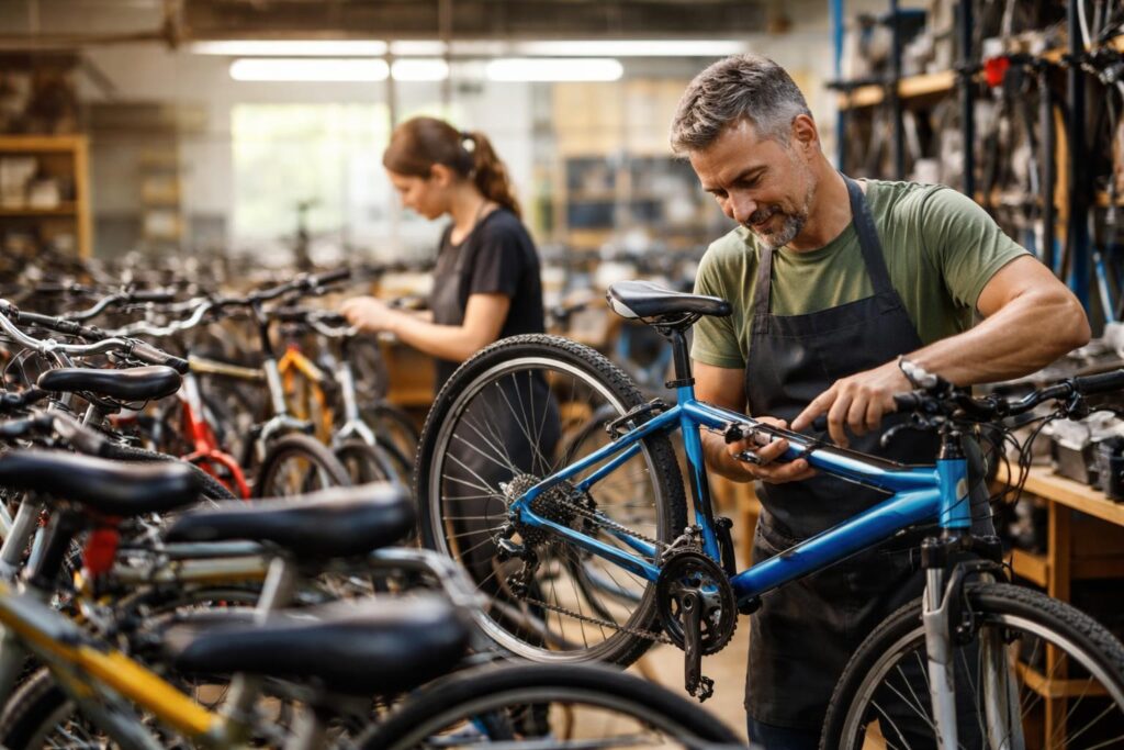 Fundräder werden repariert und verkauft
