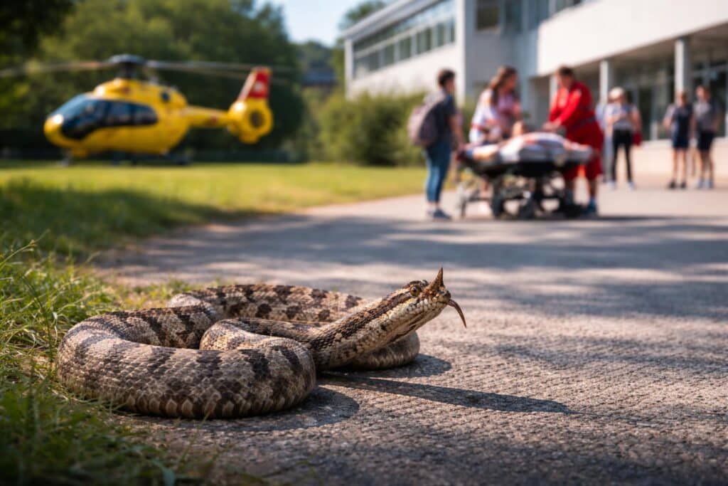 Giftige Schlange: Schülerin wurde in der Pause von Hornotter gebissen
