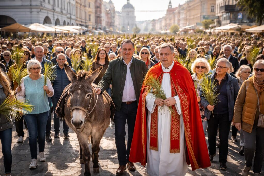 Viele Besucher beim traditionellen Palmeselumzug