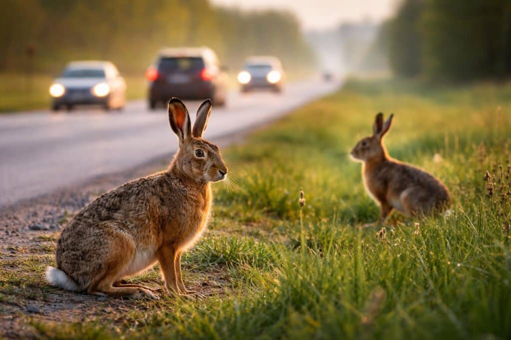 In der Paarungszeit sterben jedes Jahr tausende Hasen auf den Straßen