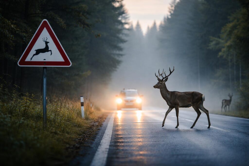 Erhöhte Gefahr von Wildunfällen