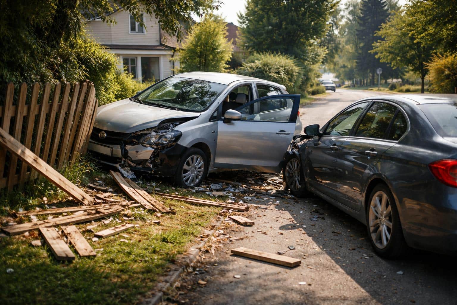Geflüchtet: Autolenker krachte durch Zaun und gegen geparktes Auto