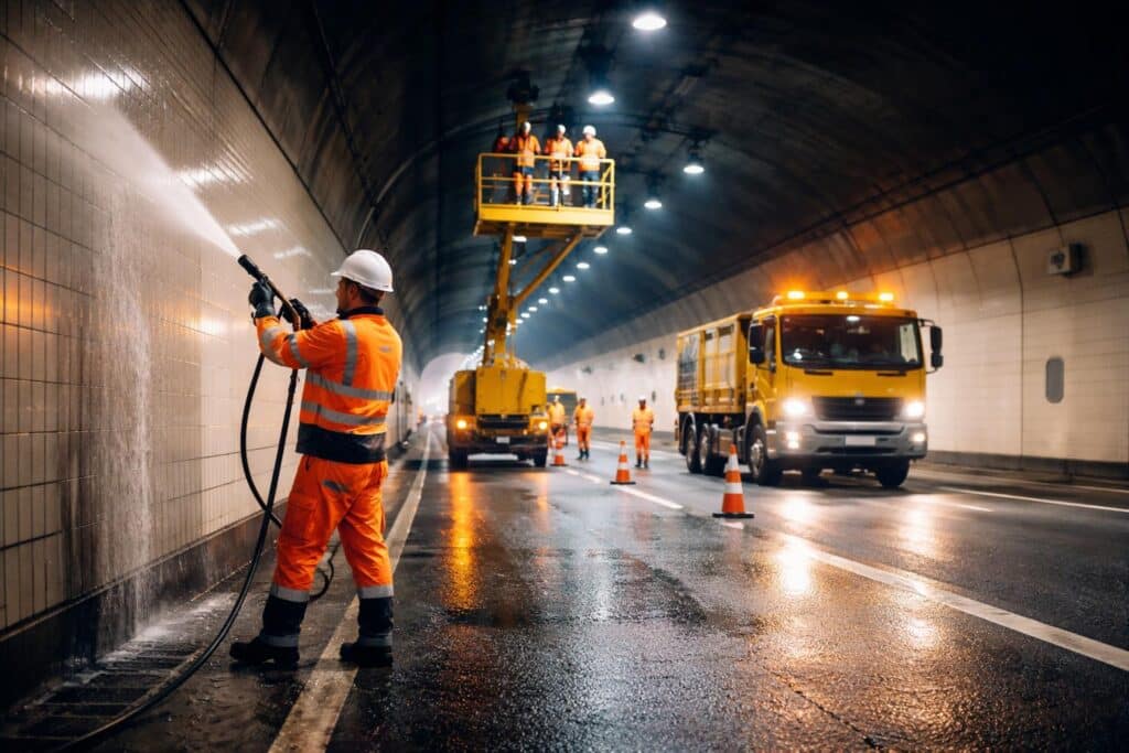 ASFINAG reinigt Tunnel auf der A2 zwischen Klagenfurt und Völkermarkt