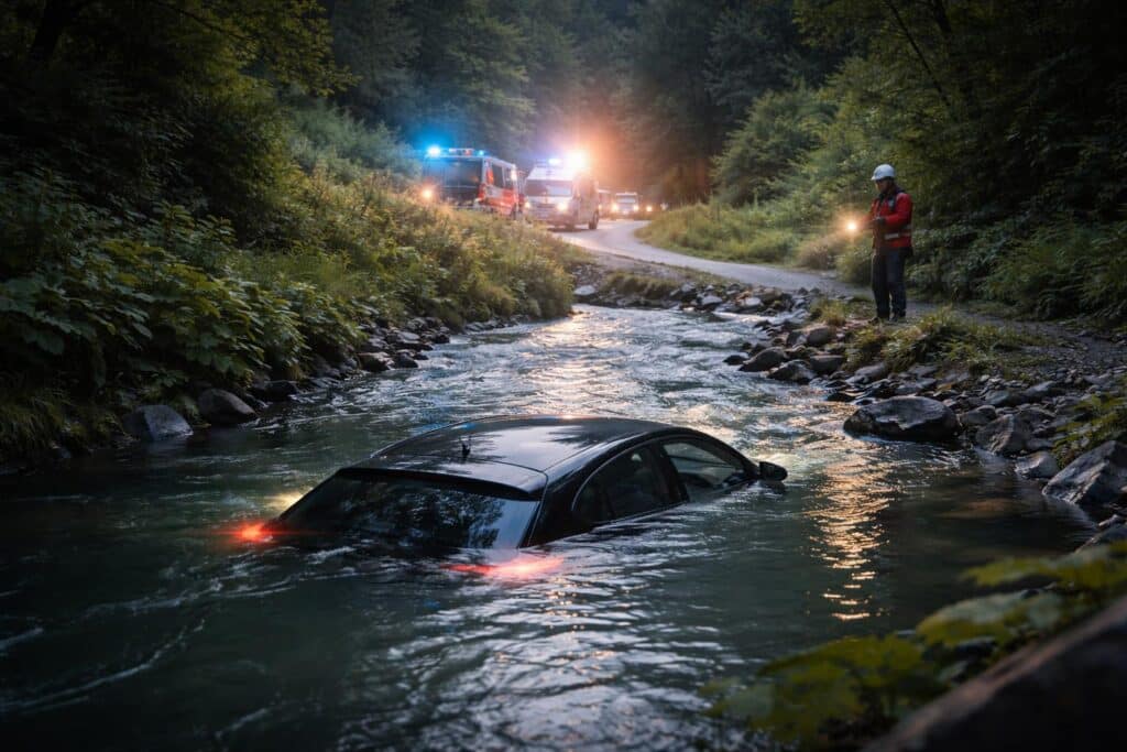 16-Jähriger stürzte mit Auto in Bach, Pkw ging komplett unter