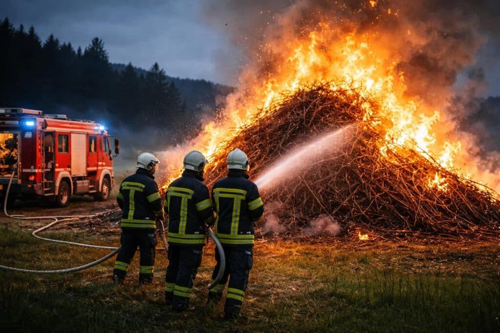 Feuerwehren im Dauereinsatz: Osterhaufen gingen zu früh in Flammen auf