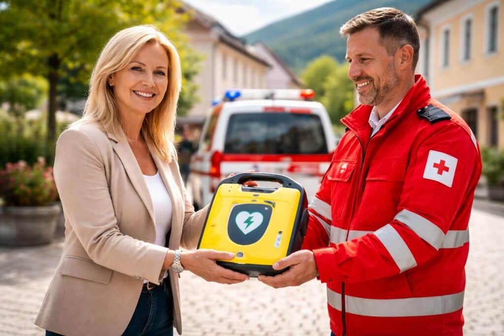 Bürgermeisterin spendet Defibrillator