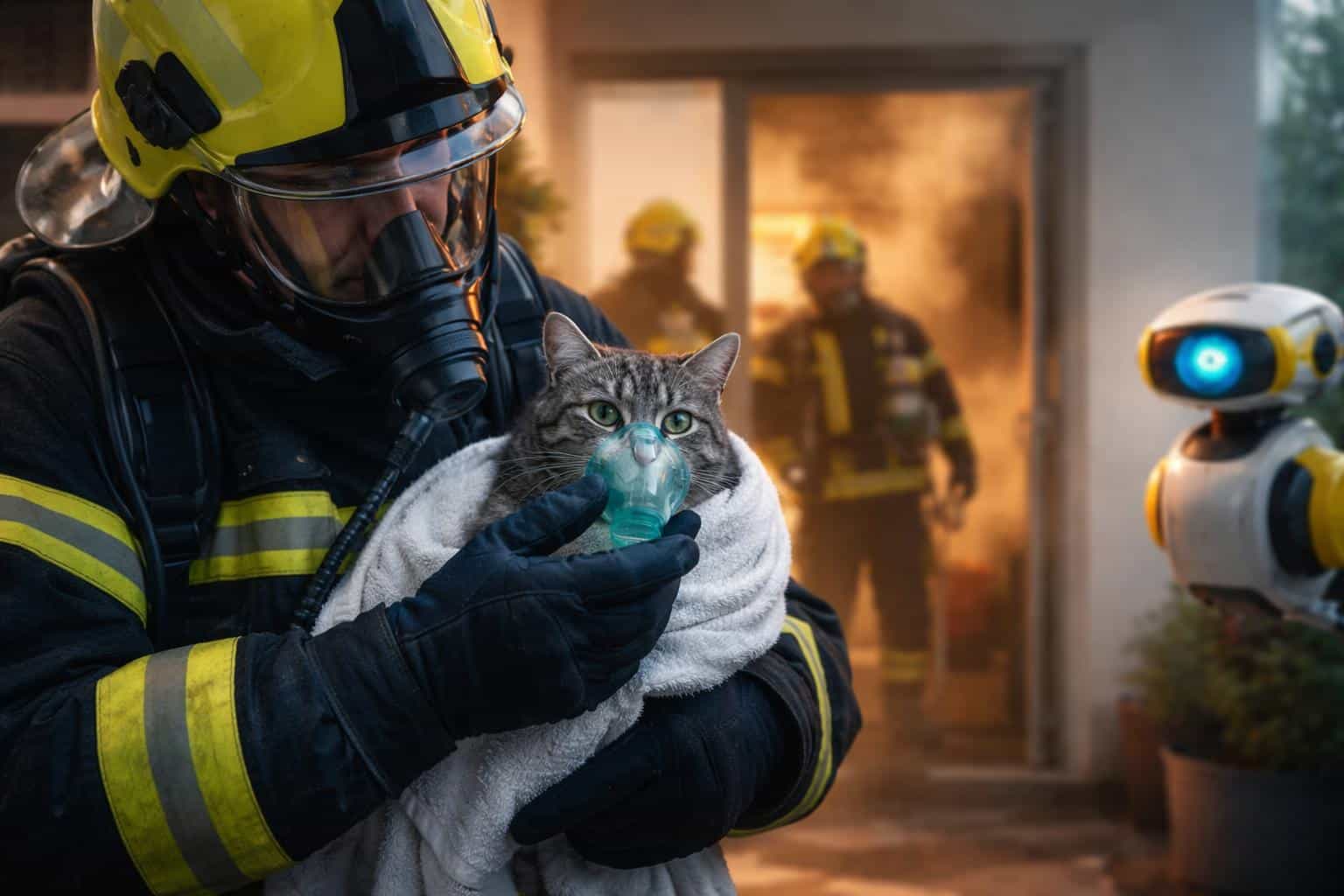 Katze von Feuerwehr aus Wohnung gerettet