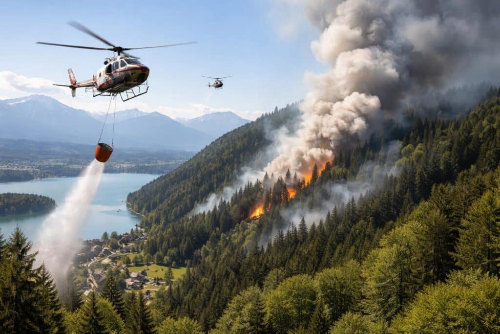 Hubschrauber im Einsatz: Waldbrand oberhalb des Faaker Sees ausgebrochen