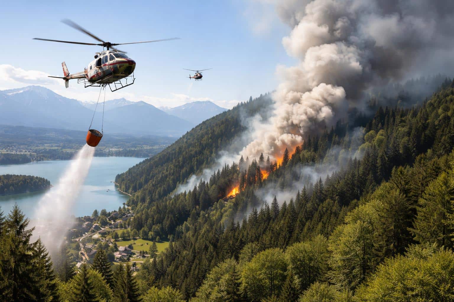 Hubschrauber im Einsatz: Waldbrand oberhalb des Faaker Sees ausgebrochen