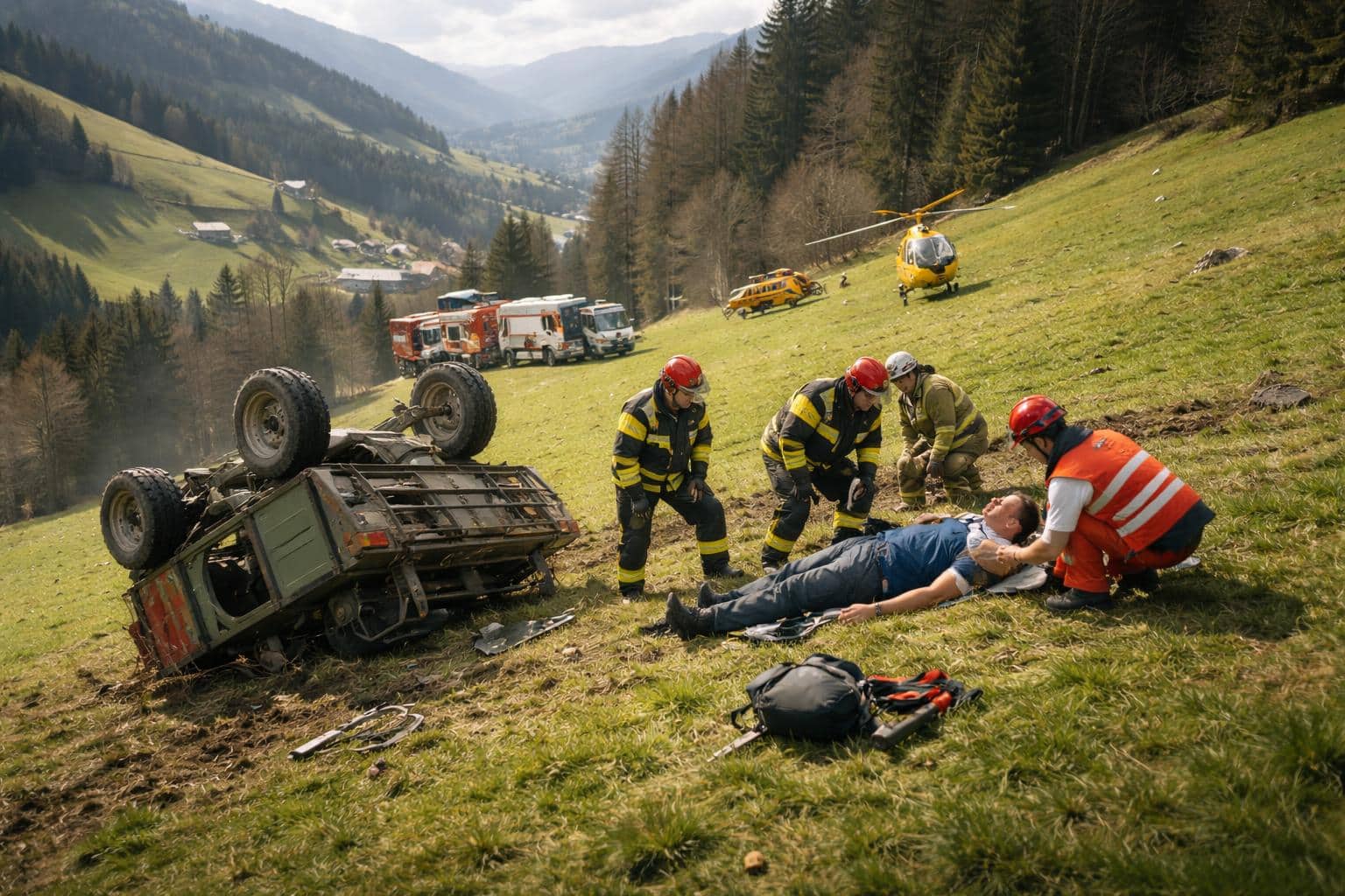 Arbeitsunfall auf steilem Weidehang: 58-Jähriger verletzt
