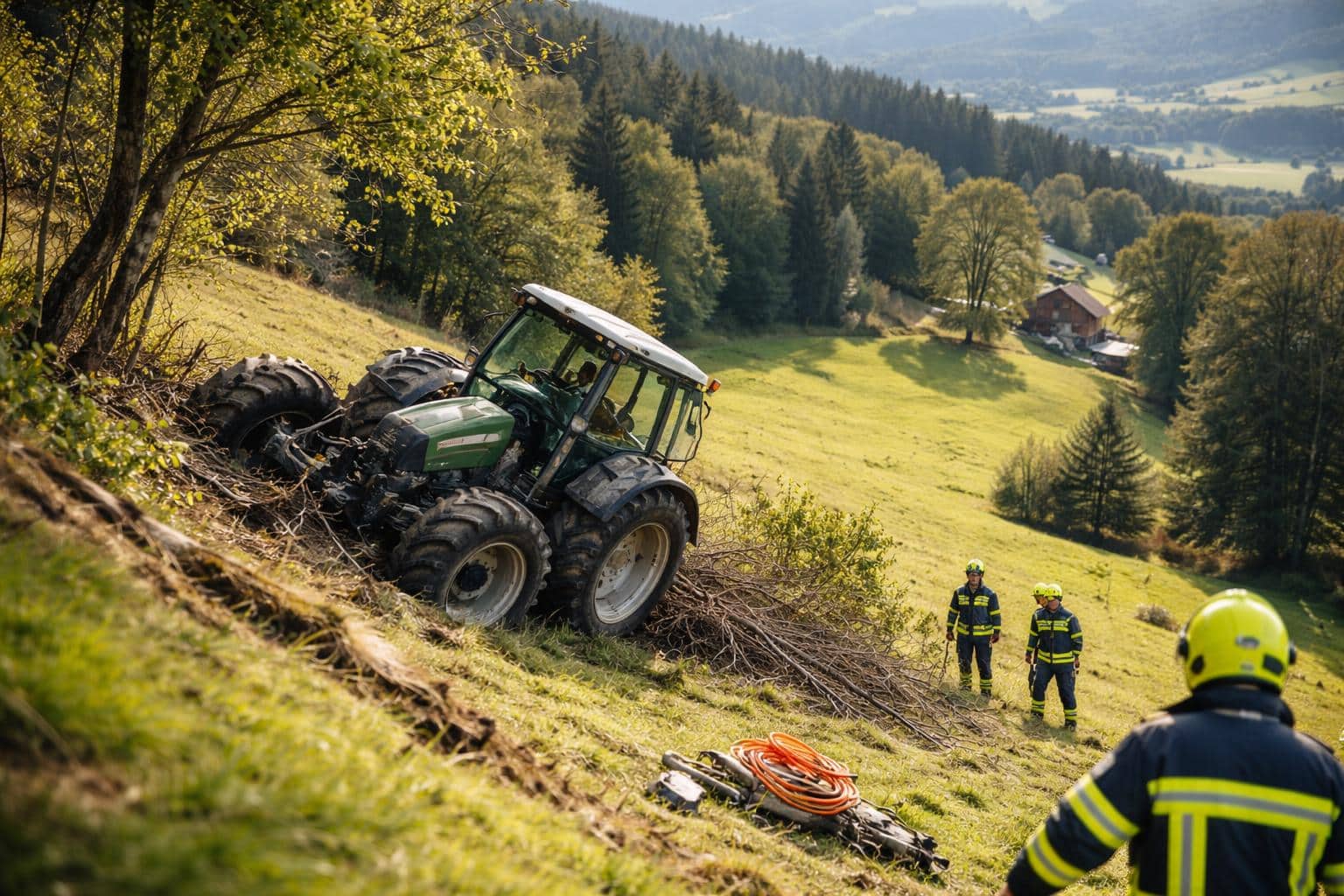 Arbeitsunfall – Traktorabsturz im Bezirk Völkermarkt