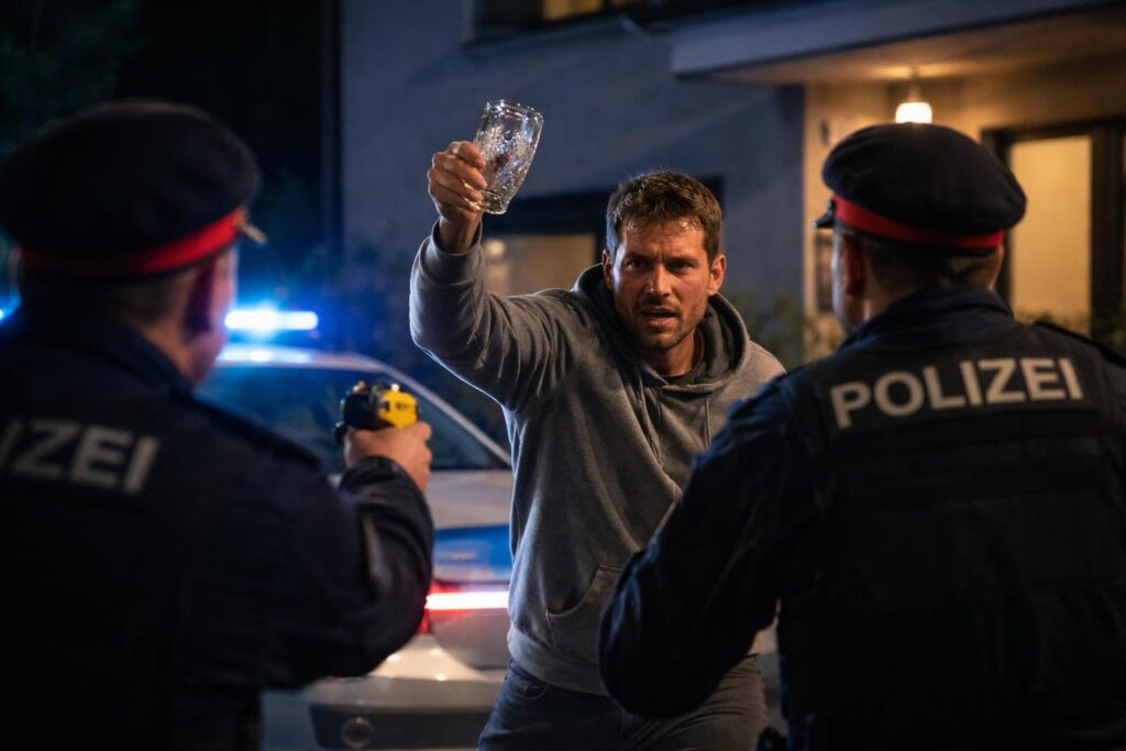 Taser eingesetzt: Mann bedrohte Polizisten in Kärnten mit Kristallglas