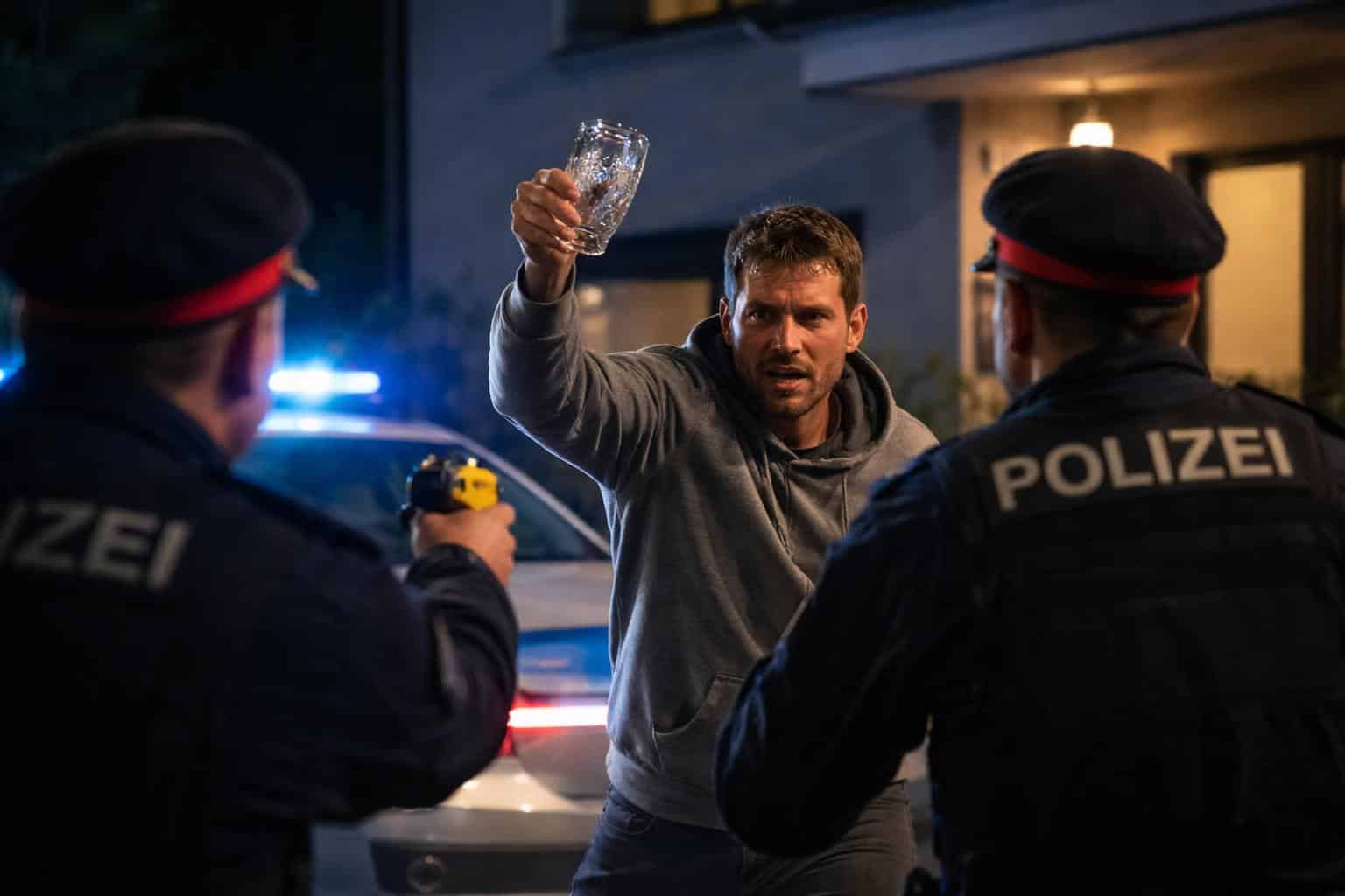 Taser eingesetzt: Mann bedrohte Polizisten in Kärnten mit Kristallglas