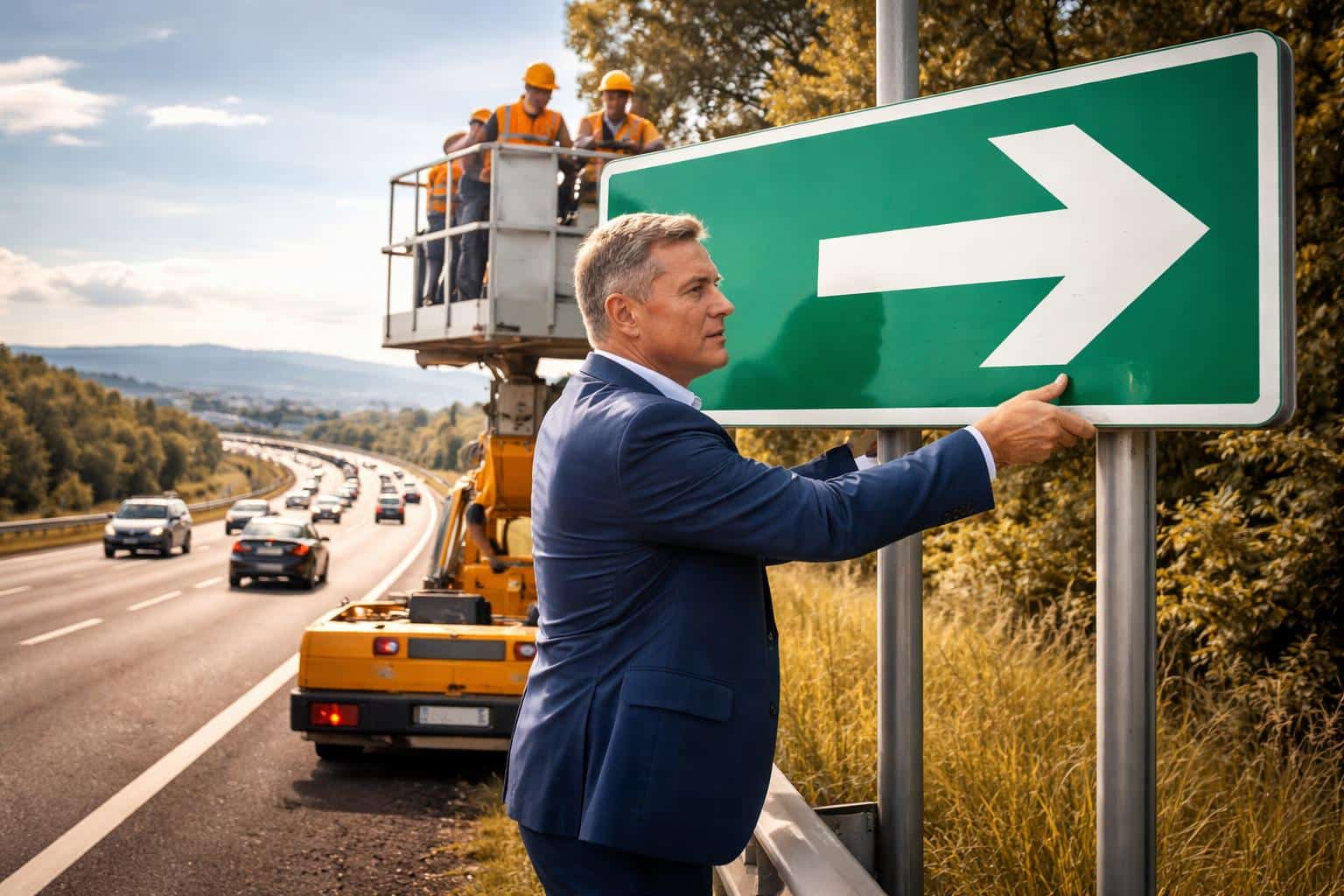 Landeshauptmann Fellner stellt „Nach Kärnten“-Tafel bei Wien wieder auf