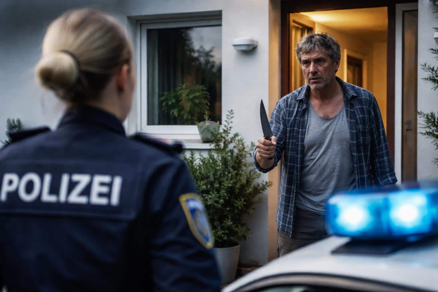 Schwer alkoholisiert: Mit Messer in der Hand eine Polizistin bedroht