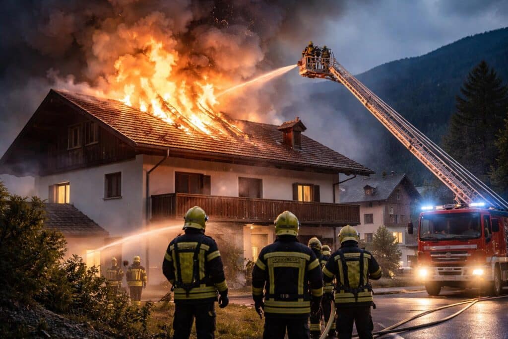 Dachstuhlbrand in Stall im Mölltal