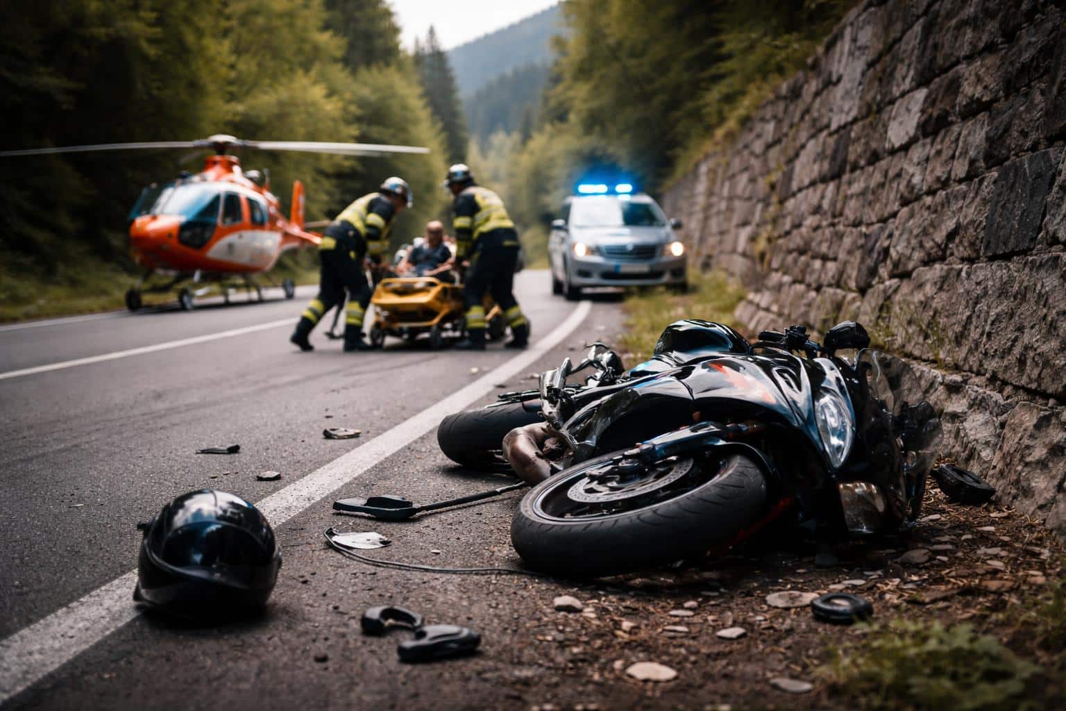 Motorradsturz auf der B 82 in der Gemeinde Bad Eisenkappel